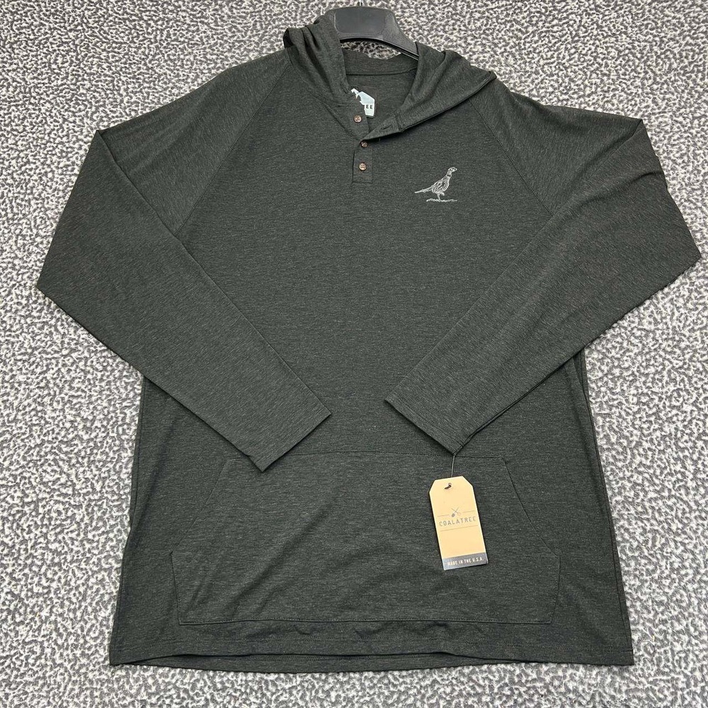 Coala Tree Hoodie Men Extra Large Black‎ Pullover Long Sleeve Henley New XL